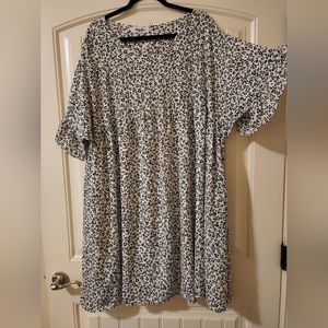Black and White Leopard Boutique Dress with Pockets